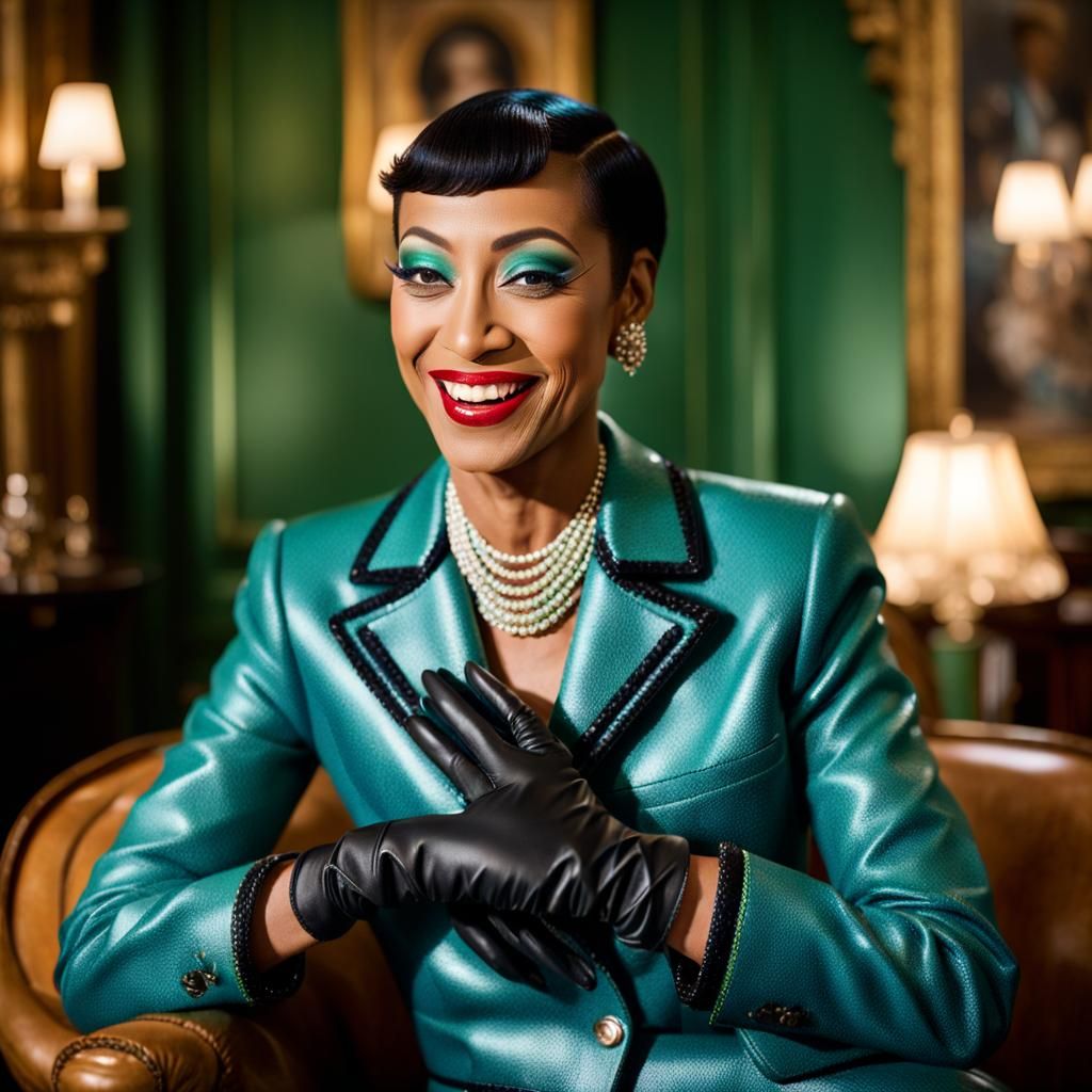 Josephine Baker in Leather Chanel Suit Portrait