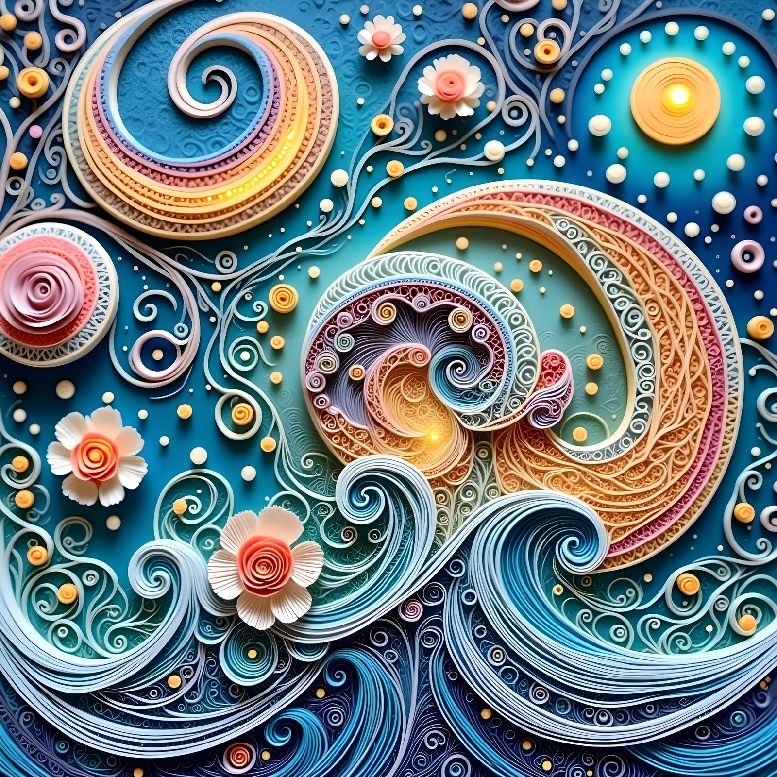 Fantasy Illustration with Drifting Colors and Bubbles