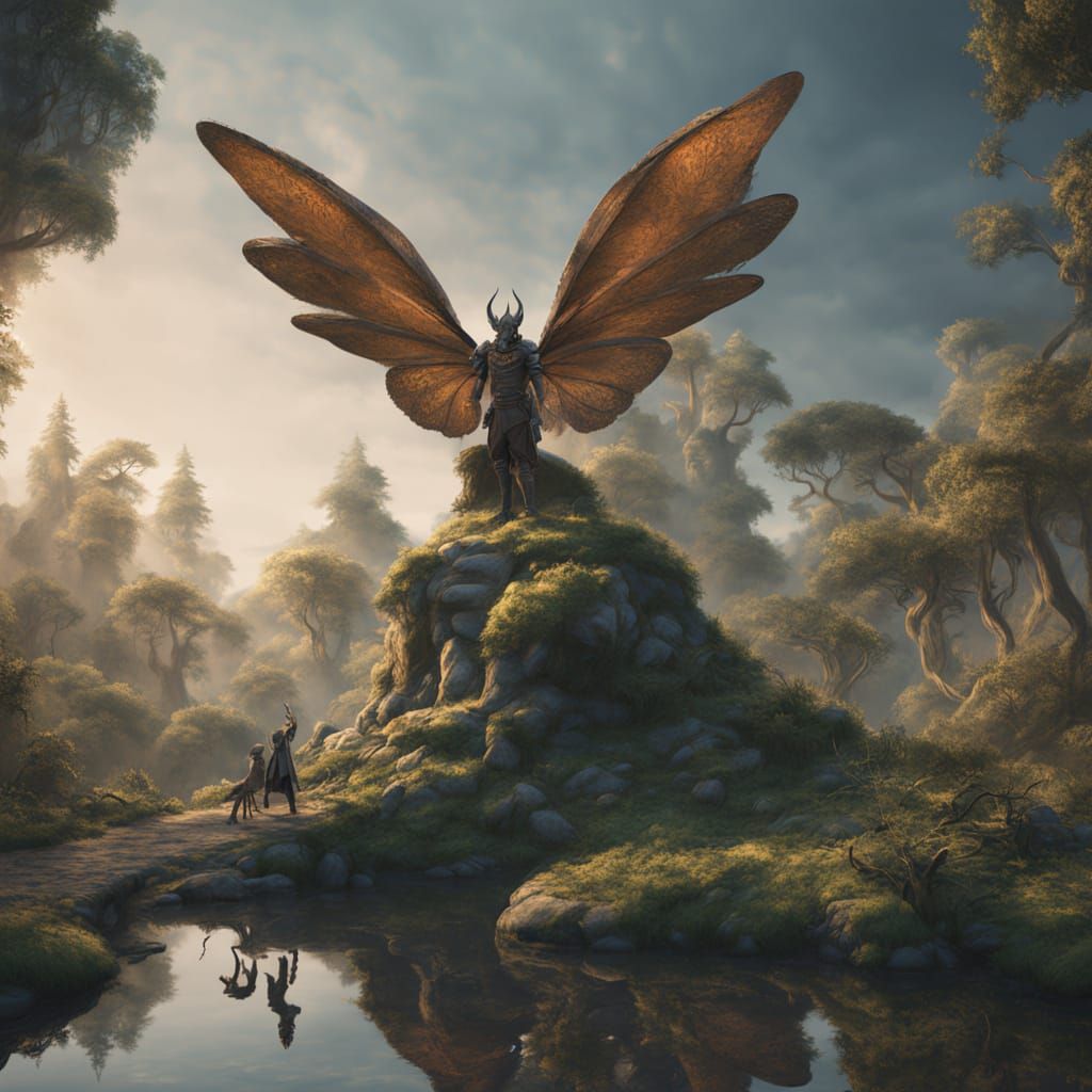 Fantasy Creature in Enchanted Forest: Digital Matte Painting