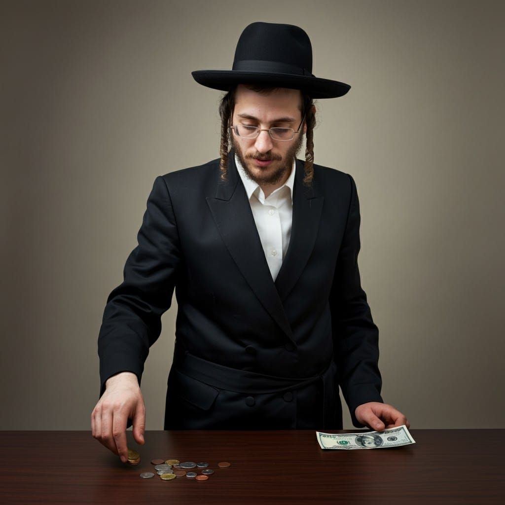 Orthodox Man Contemplates Wealth in Studio Portrait