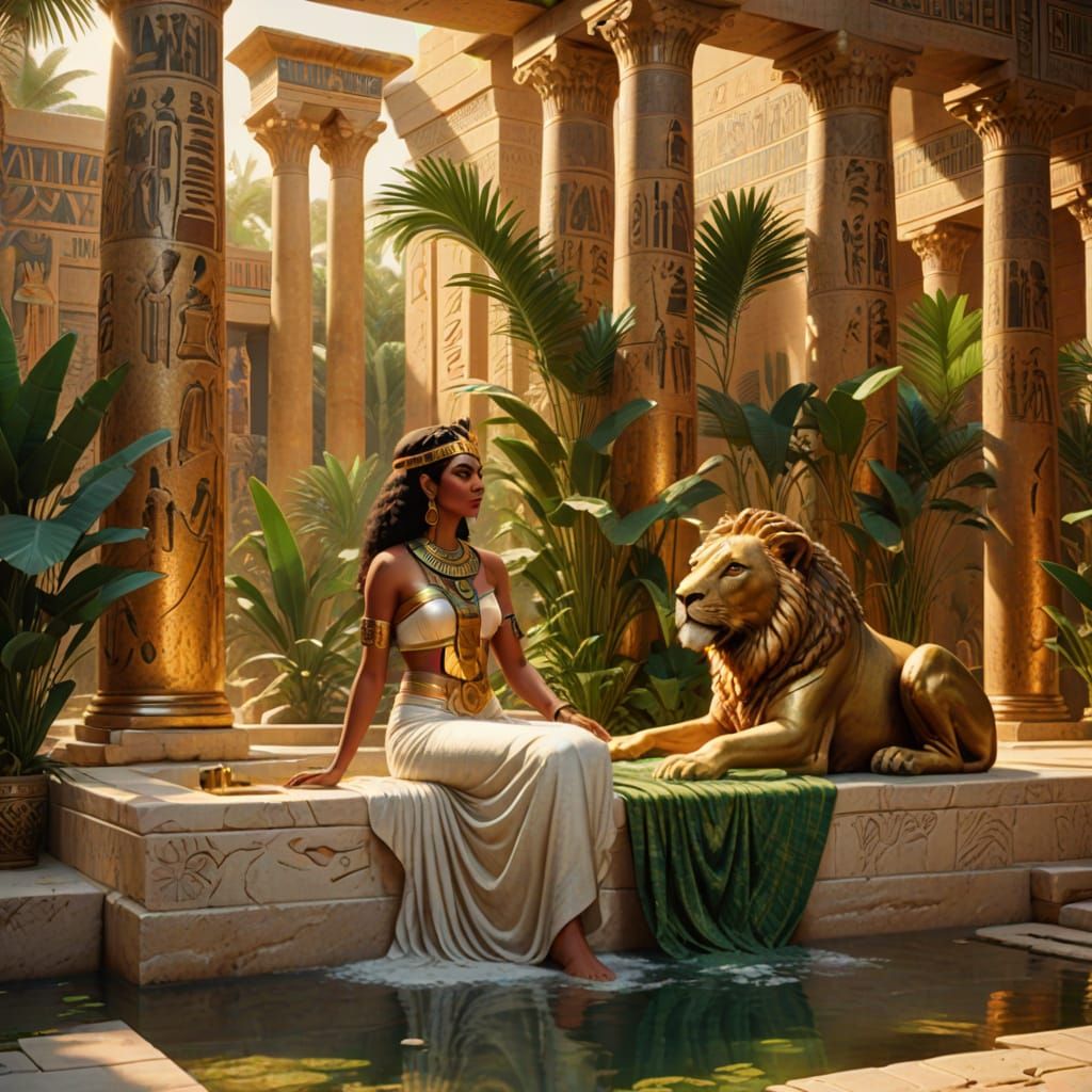 Cleopatra's Bath: Ancient Egyptian Palace Scene