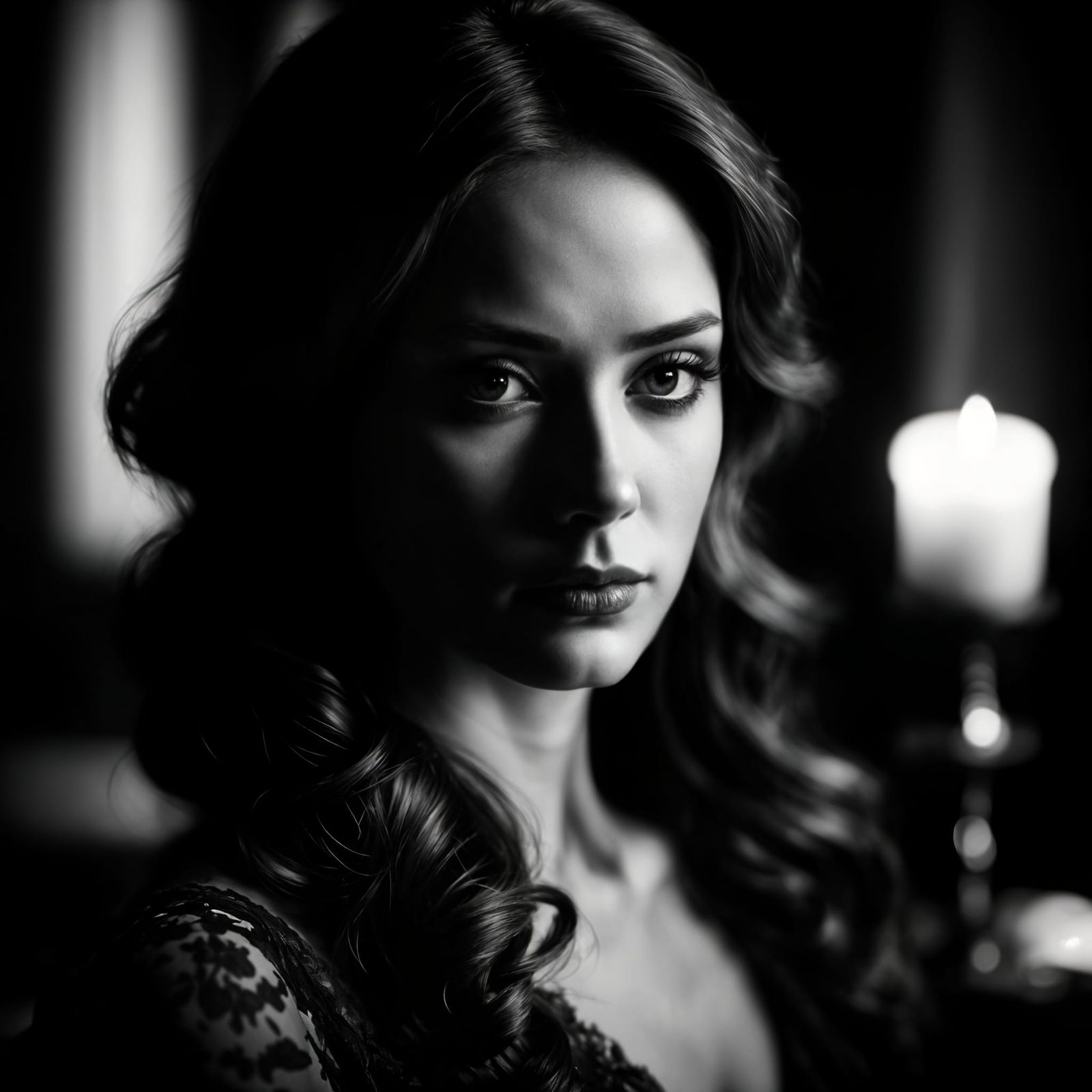 Woman in Dramatic Chiaroscuro Lighting