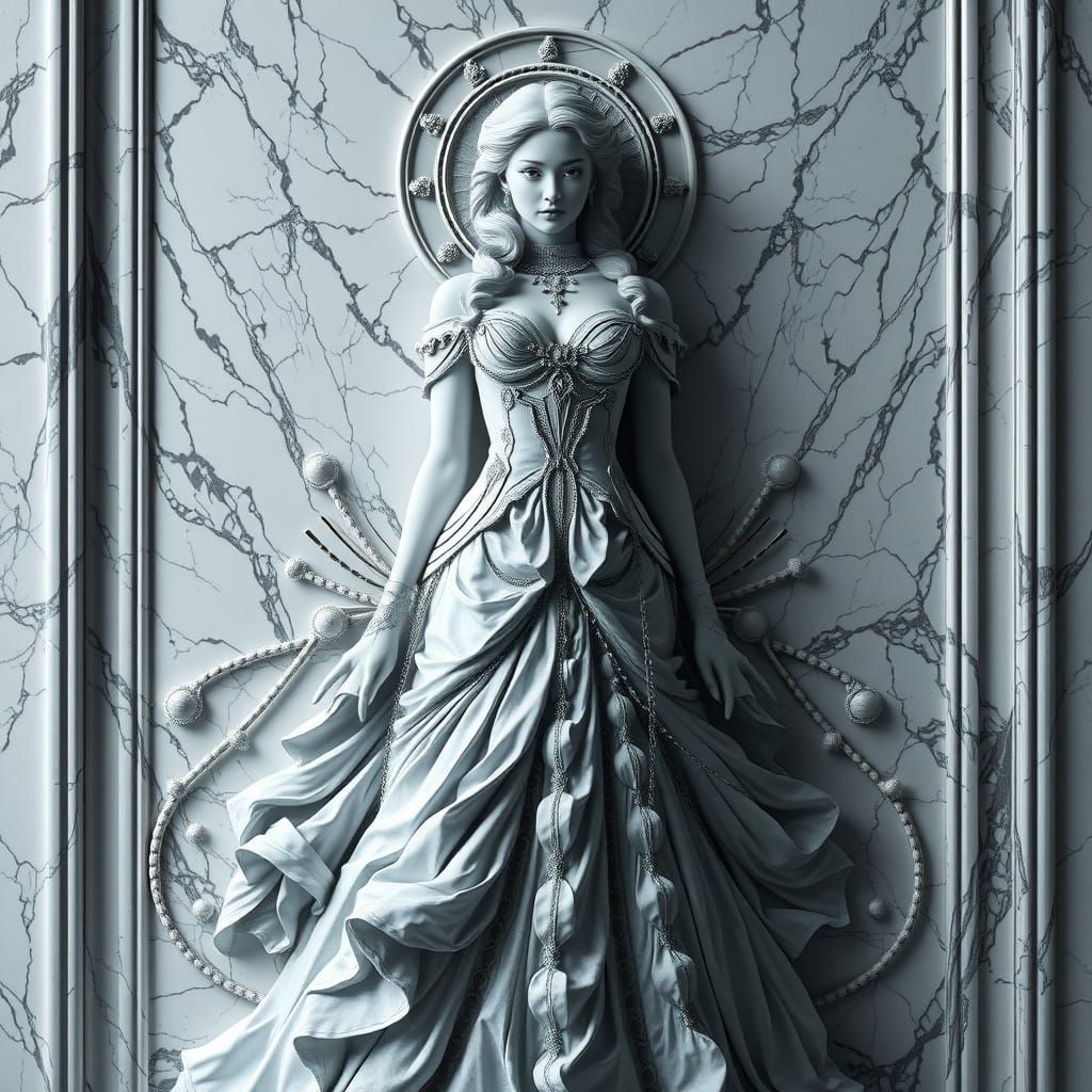 Marble Wall Sculpture of a Beautiful Woman