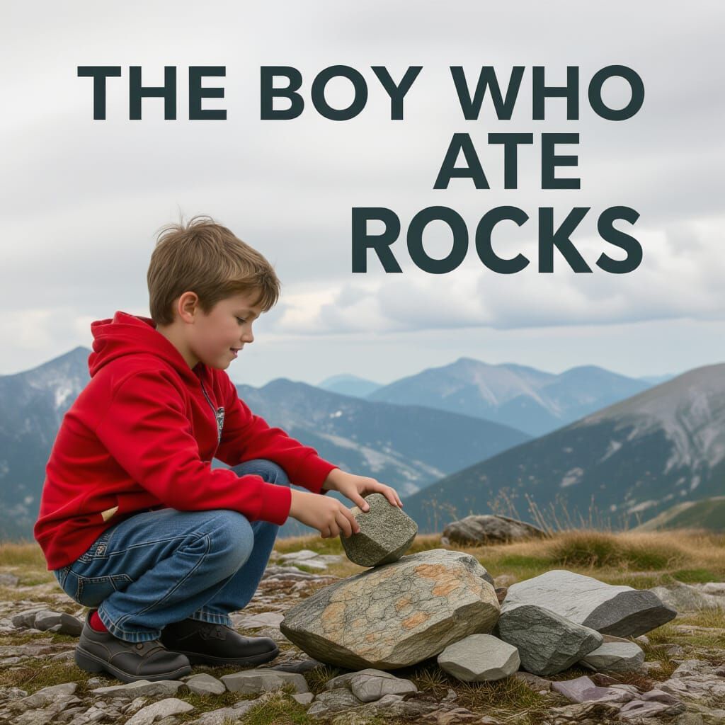 Boy Eating Rocks: AI Generated Image
