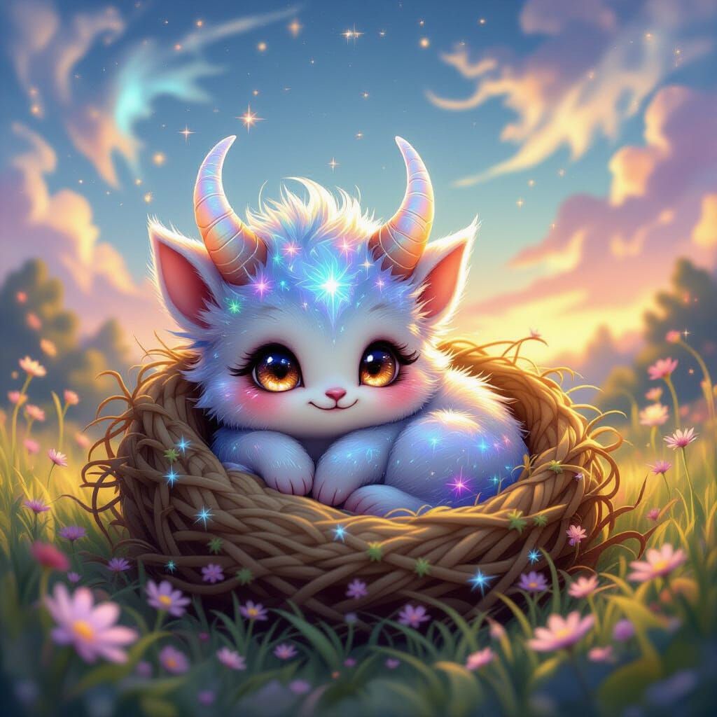 Nebula Fur Creature in Aurora Twilight