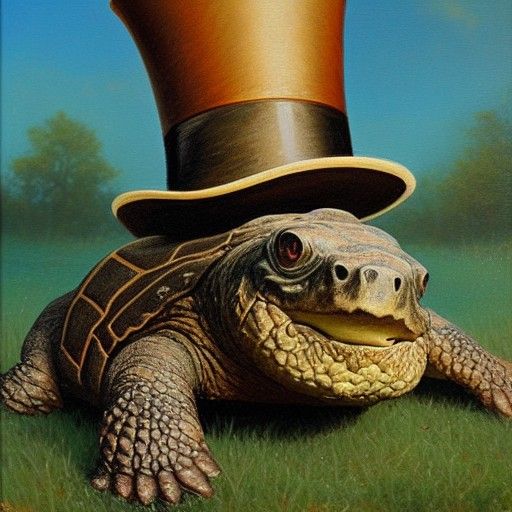 Snapping Turtle wearing a top hat