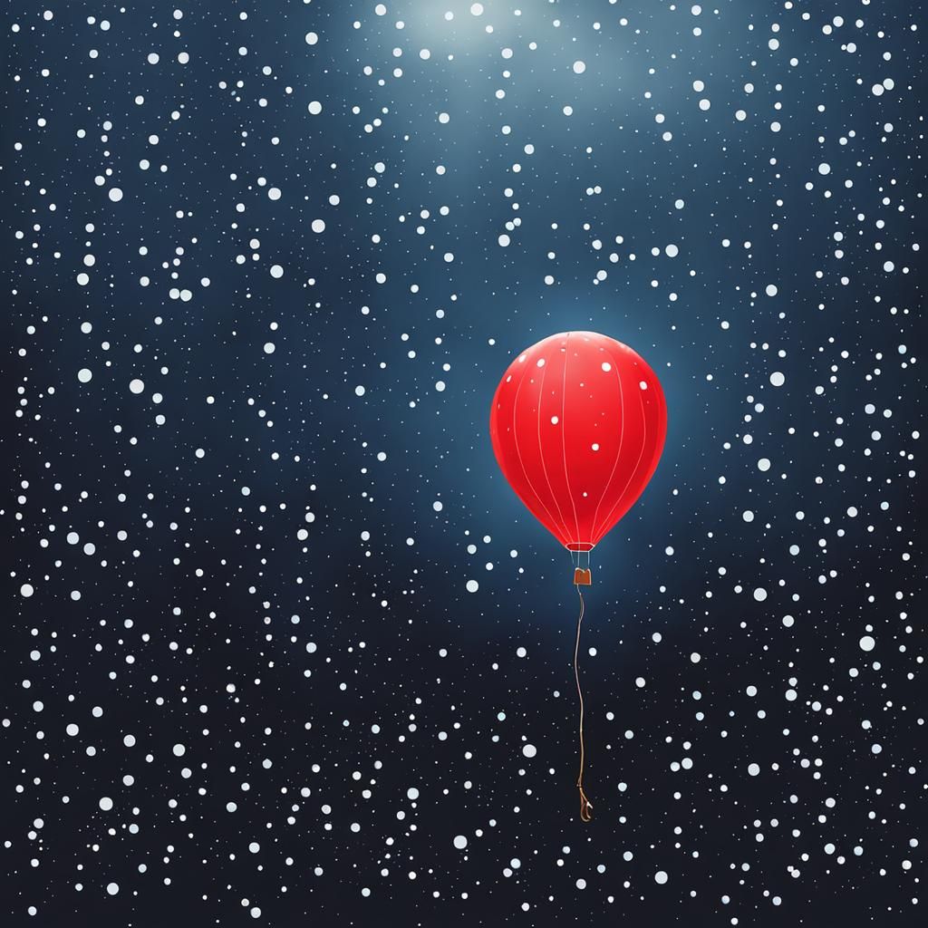Red Balloon in Starry Rain