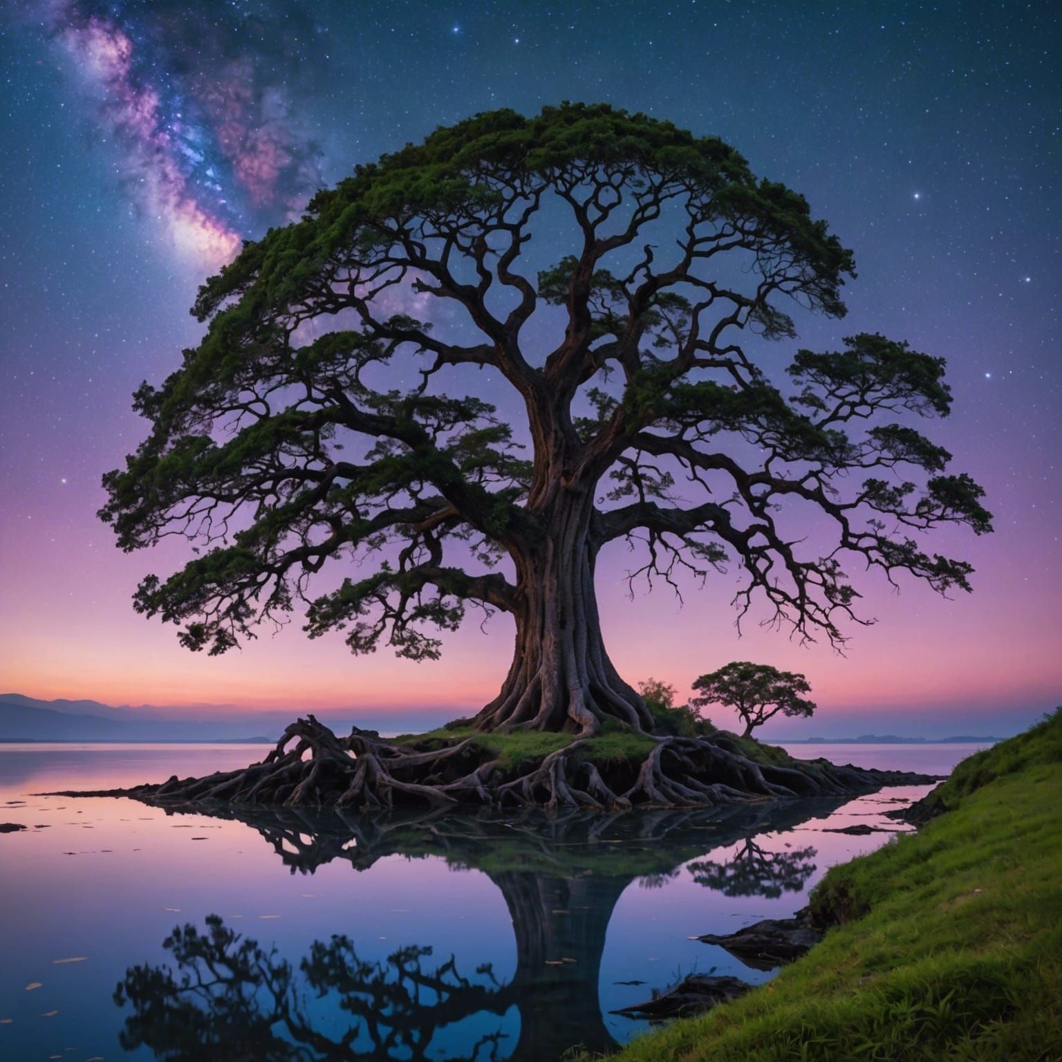 A serene twilight at the edge of the world, where the ocean ...