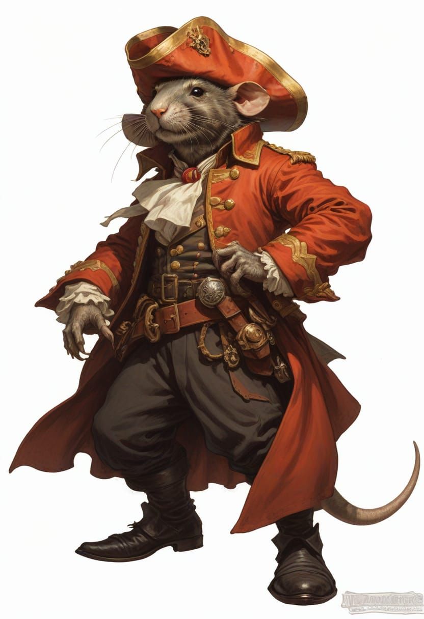 18th Century Rat Captain in Heroic Fantasy Style
