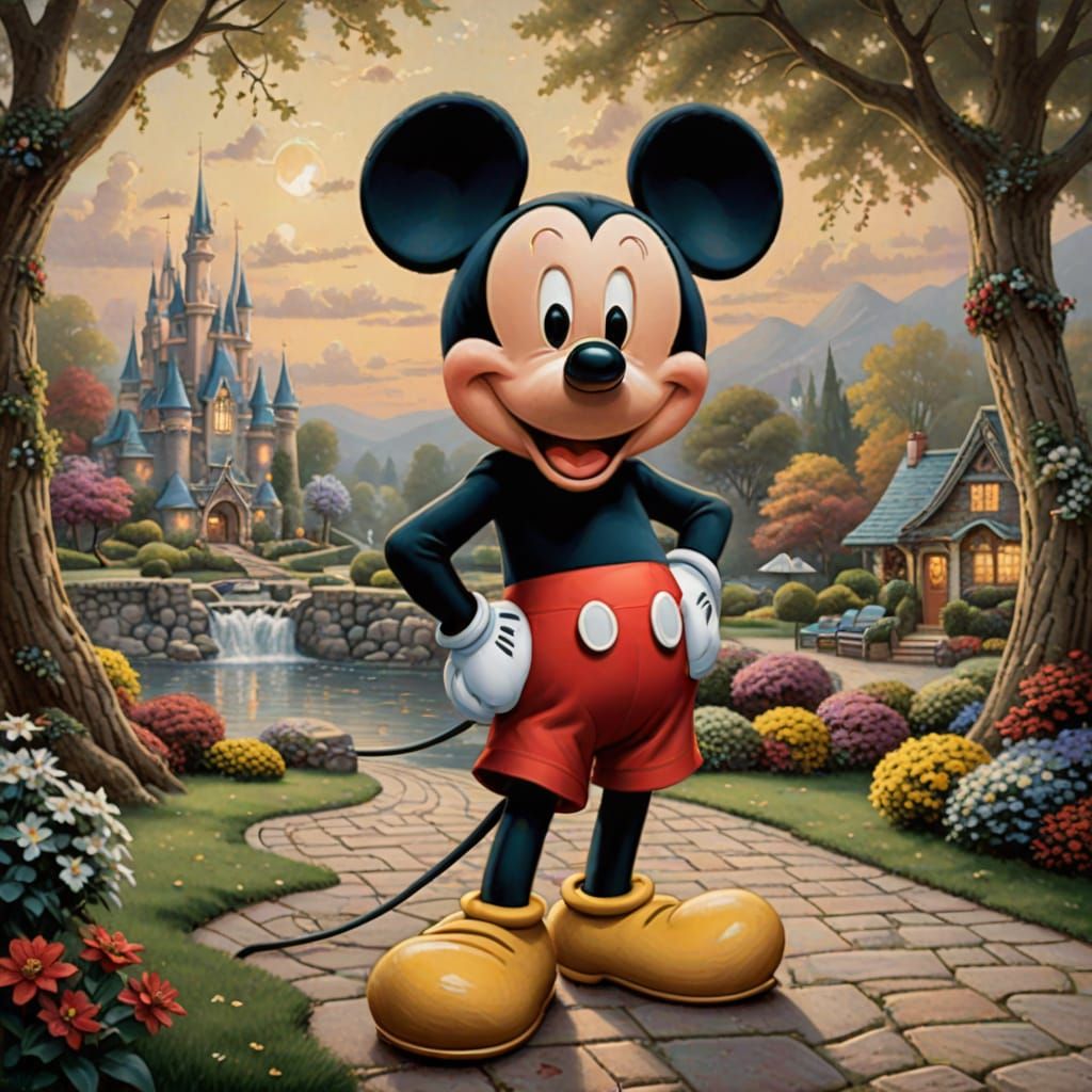 Mickey Mouse in Thomas Kinkade's Light Style