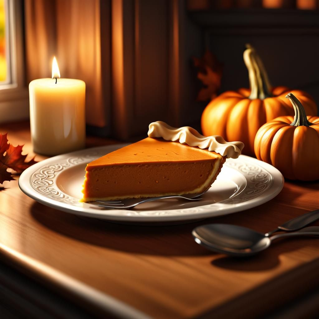 Exquisite Pumpkin Pie with Glowing Pumpkin: Autumn Coziness