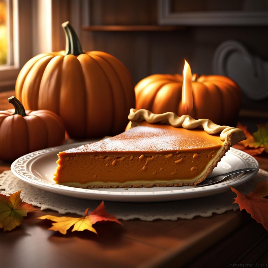 Exquisite Spiced Pumpkin Pie with Glowing Pumpkin