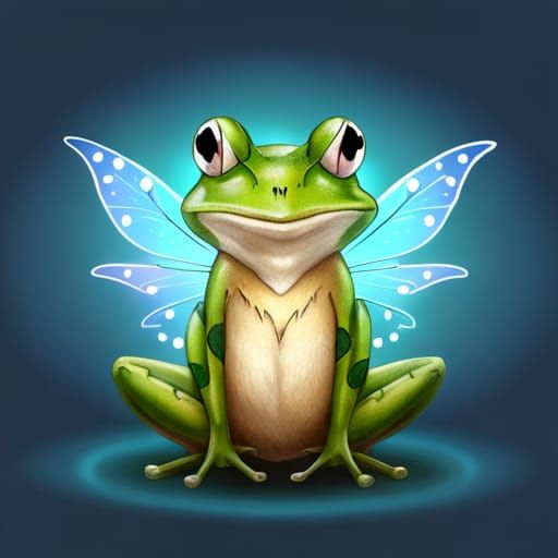 Cute Frog with Fairy Wings, Ghibli Concept Art