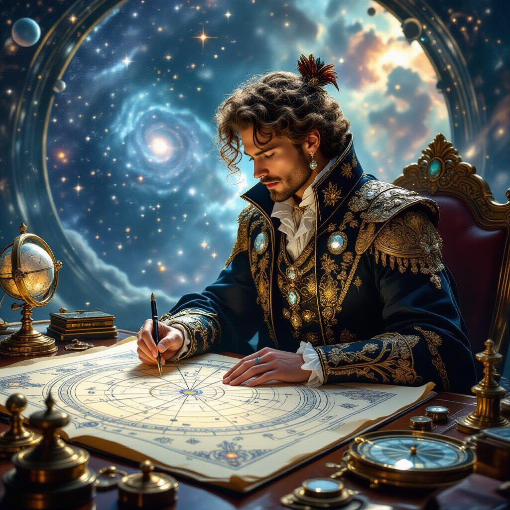 Celestial Cartographer Plots Constellations: Digital Baroque...