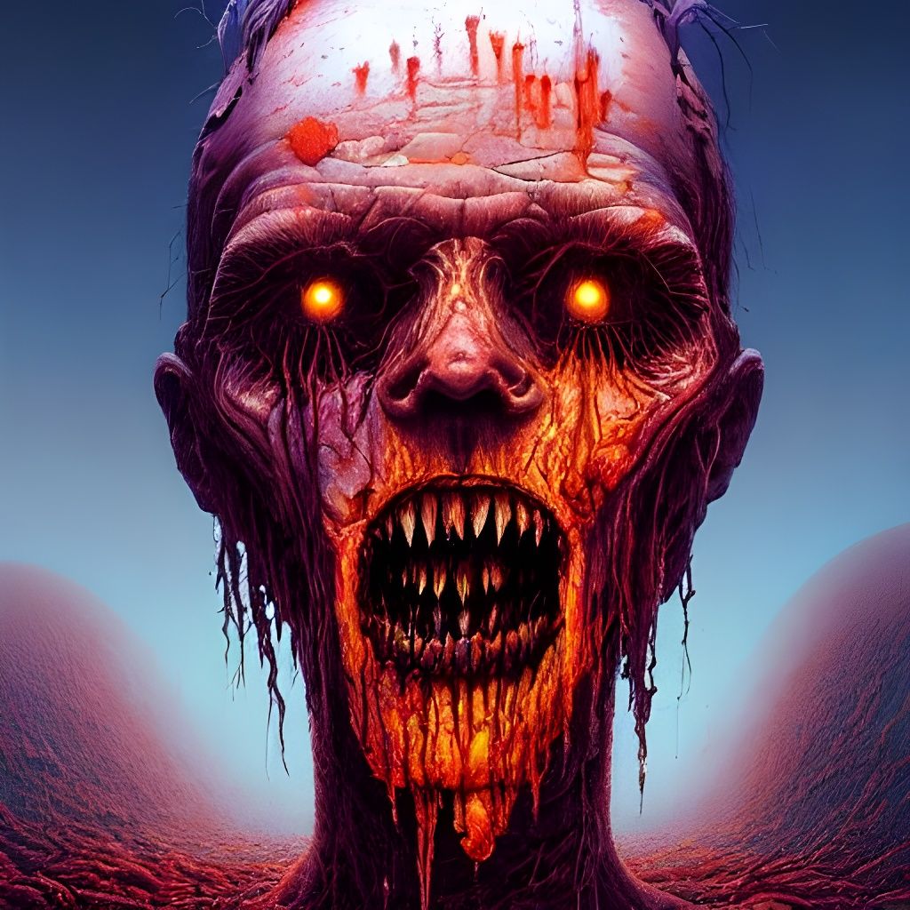 Colorful Nightmare: Reanimated Head in Photorealistic Style