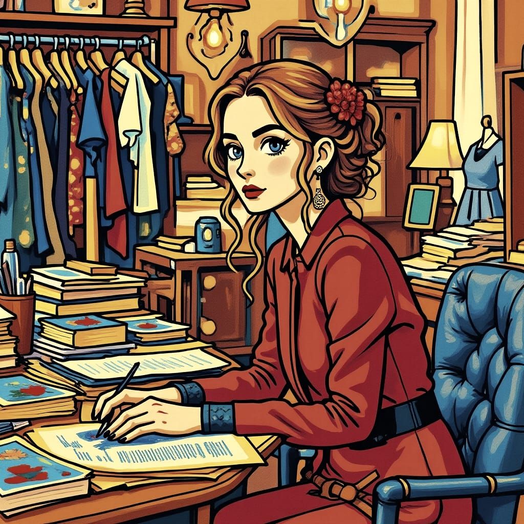 Ink Wash Fashion Illustration of Devil Wears Prada