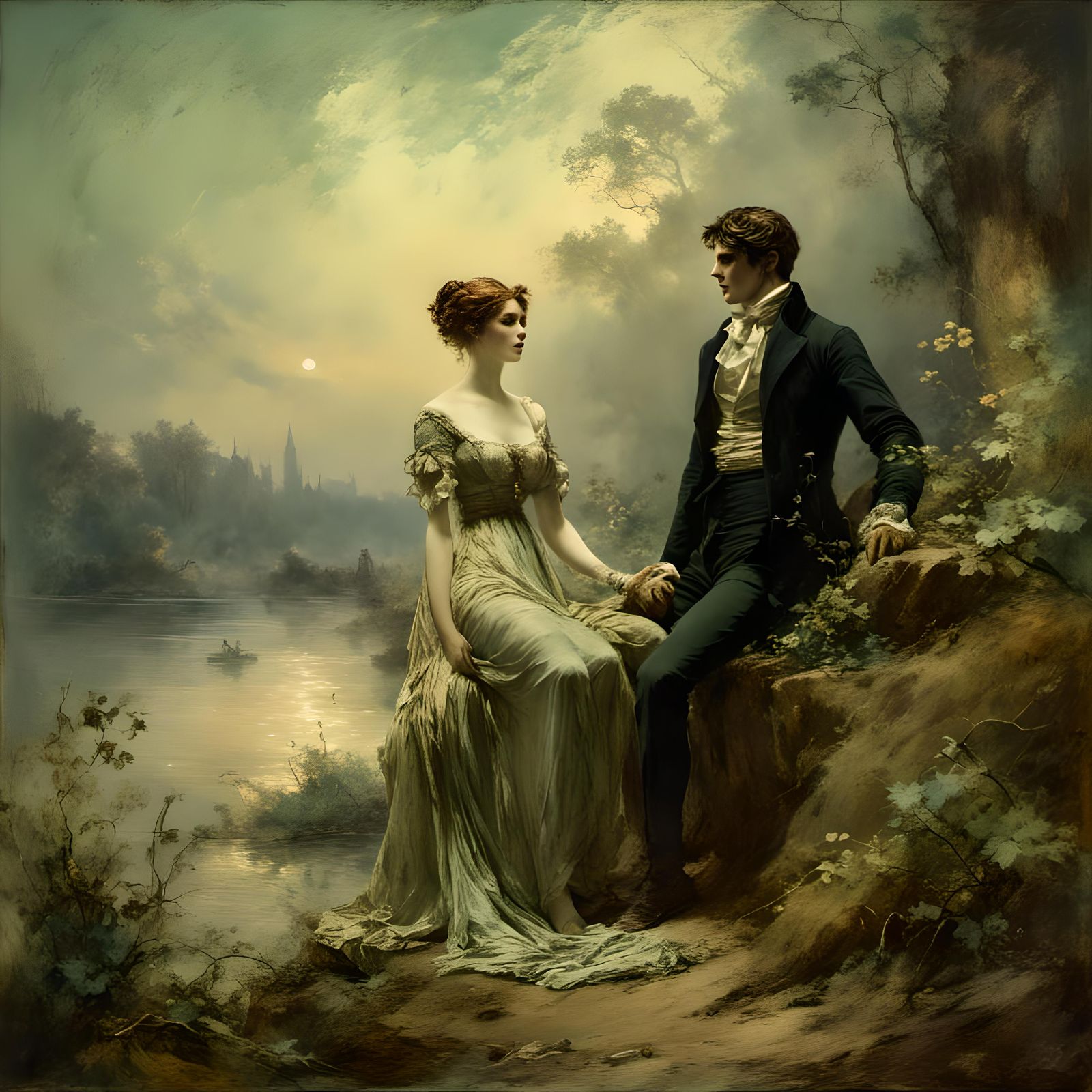 Golden Hour Couple in Verdant Landscape