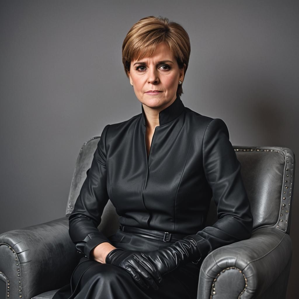 Elegant Veiled Woman in Leather, Moody Portrait