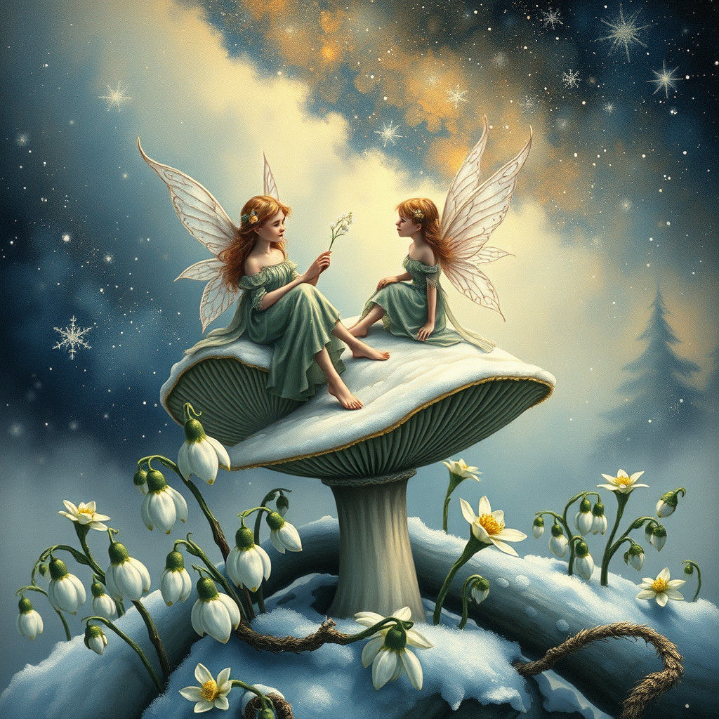 Fairies Announce Winter: Detailed Illustration with Astropho...