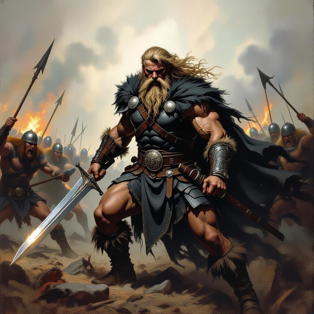 Tyr: Norse God of War in Dark Fantasy Style
