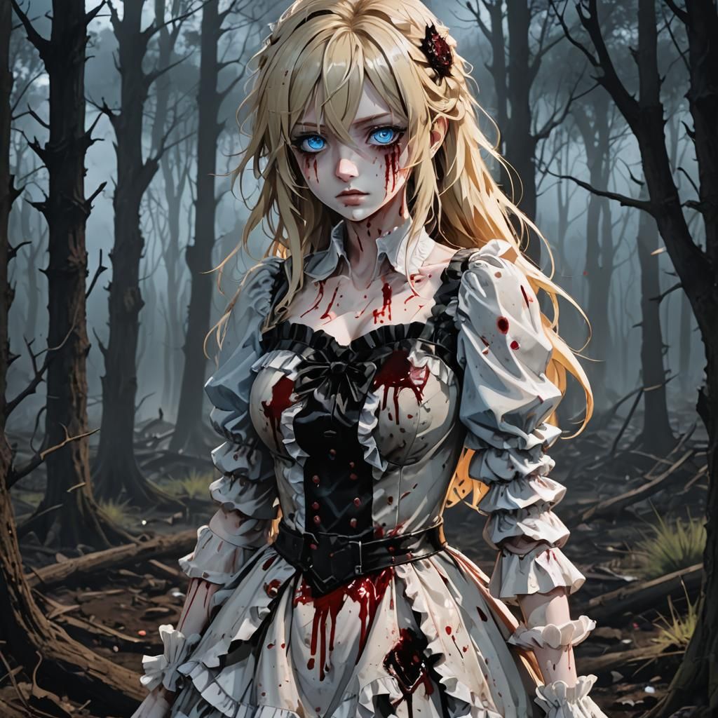 Eerie Forest Haunting in Anime Style