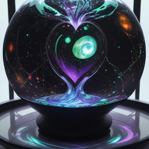 Intricate 3D Glass Heart in Museum Display