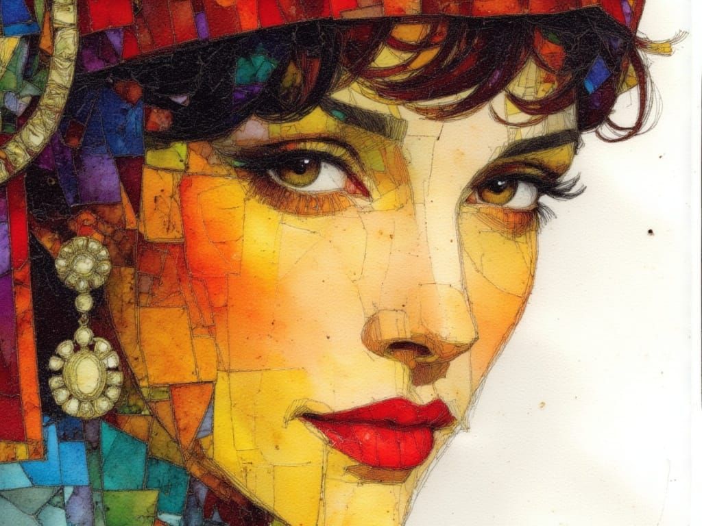 Intricate Lady Pirate Sketch in Summer Colors