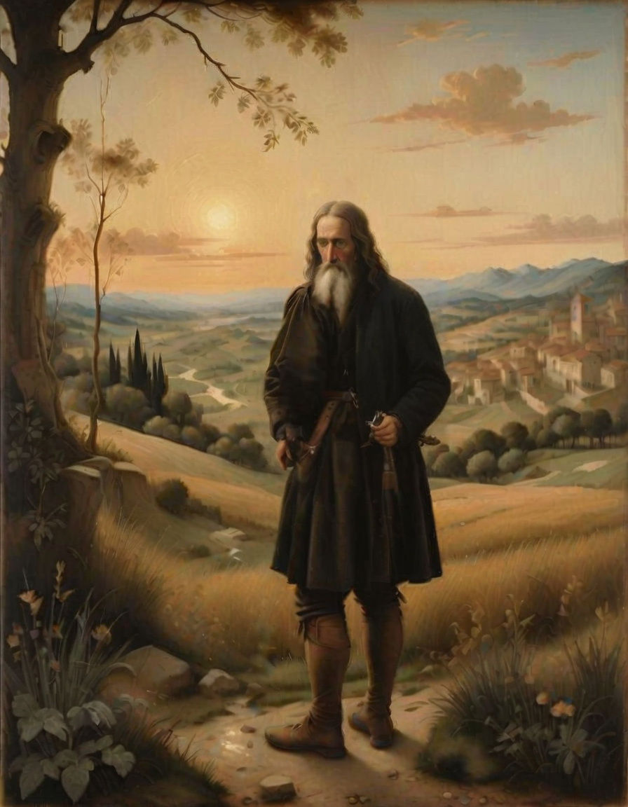 Renaissance Master Urinates in Elegant Landscape
