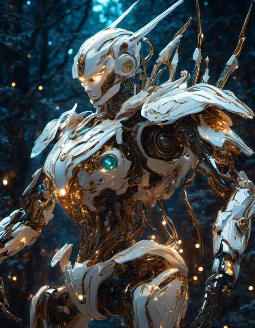 Majestic Robotic Golem in Sci-Fi Style