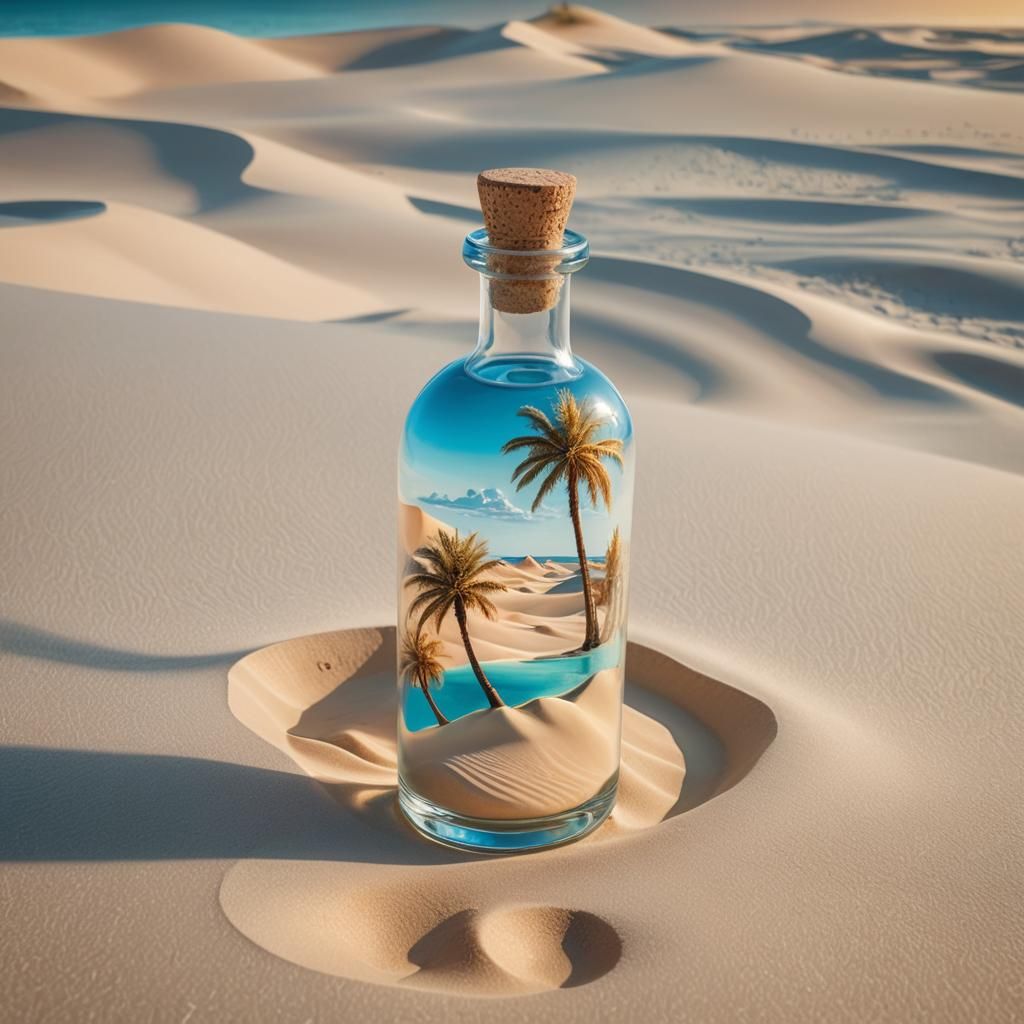 Mini Beach in a Bottle: Surrealist Landscape