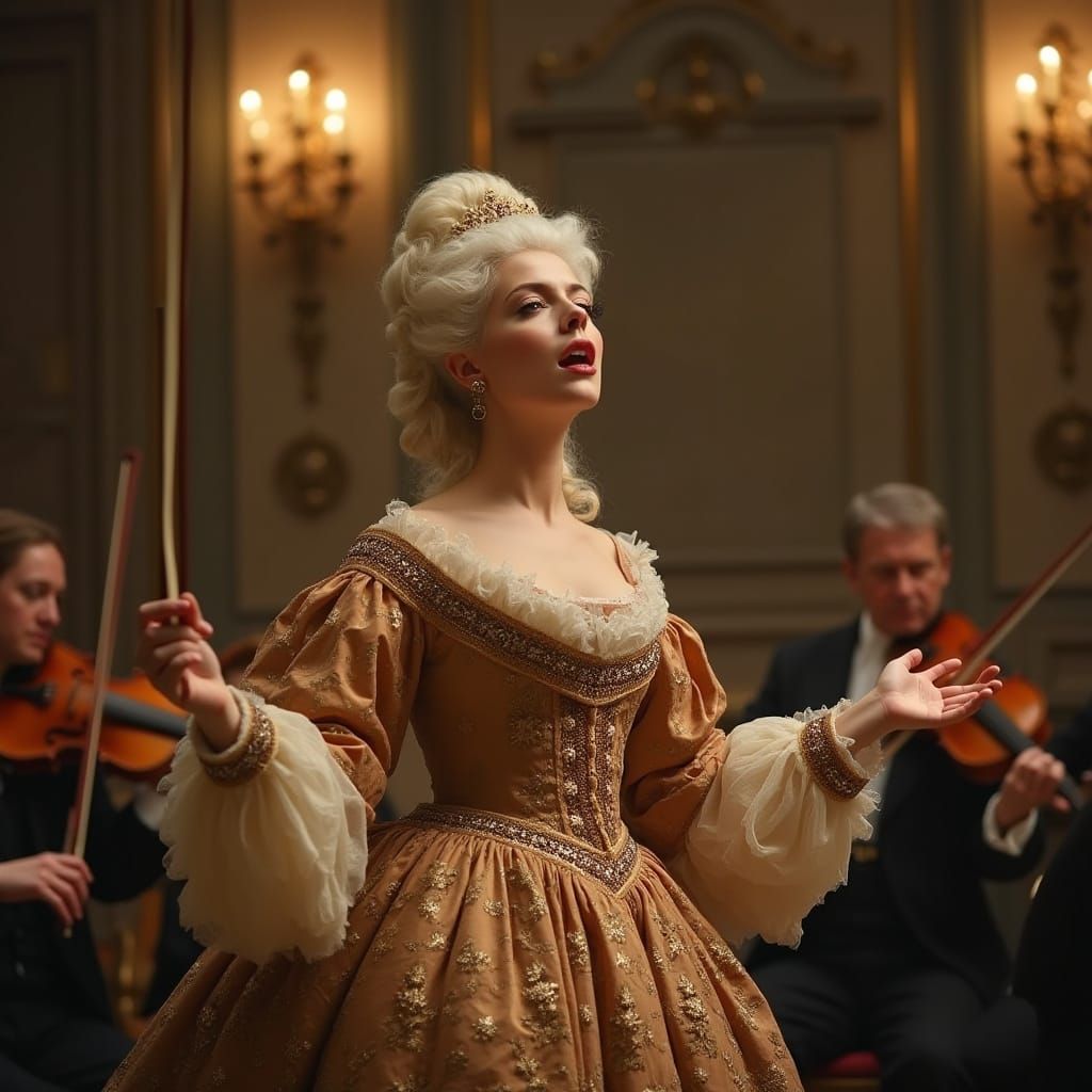 Rococo Opera Singer in Concert Hall
