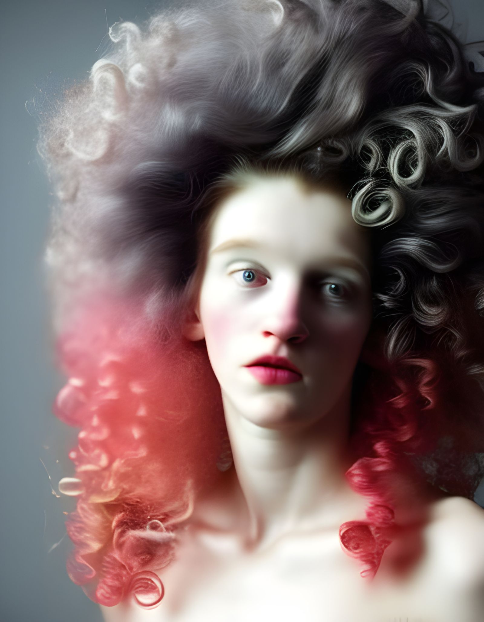 Albino Girl Portrait in Hyperdetailed Art Style