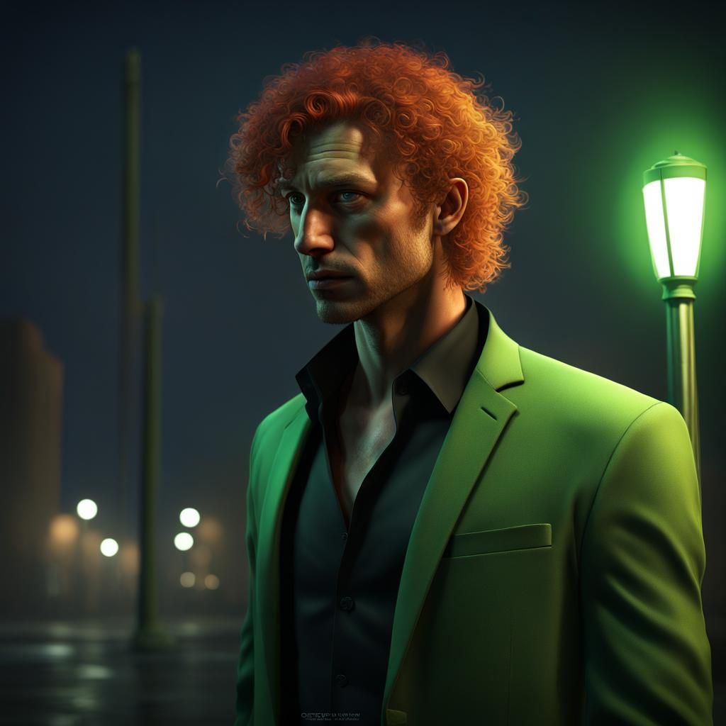 Israeli Man in Green Suit, Hyperdetailed Dark Fantasy Art
