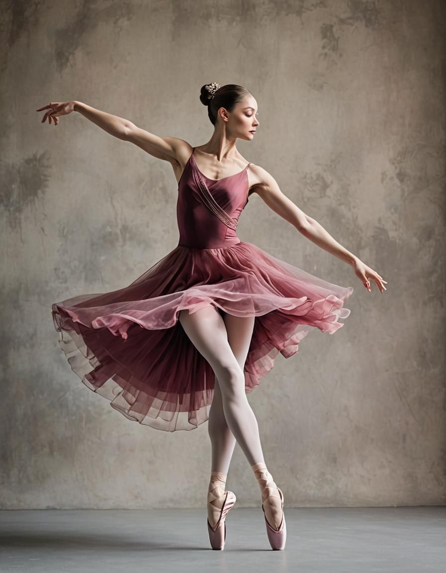 Elegant Ballerina in Pink Dress: Hyper-Realistic Rendering