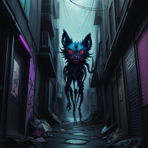 Dark Fantasy Mutation of Slickloth in Neon-Lit Alleyway