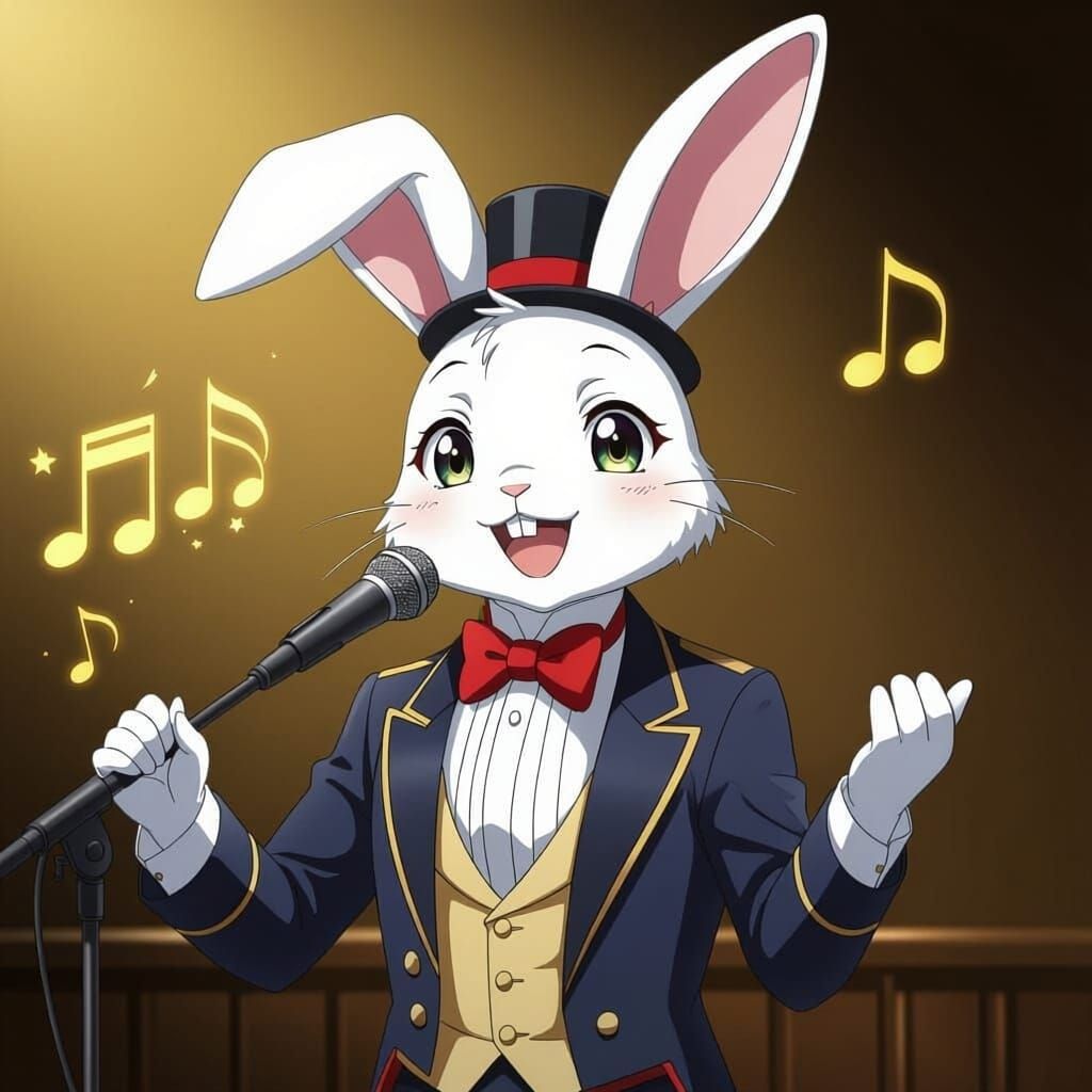 Anime Rabbit Opera Singer Performing