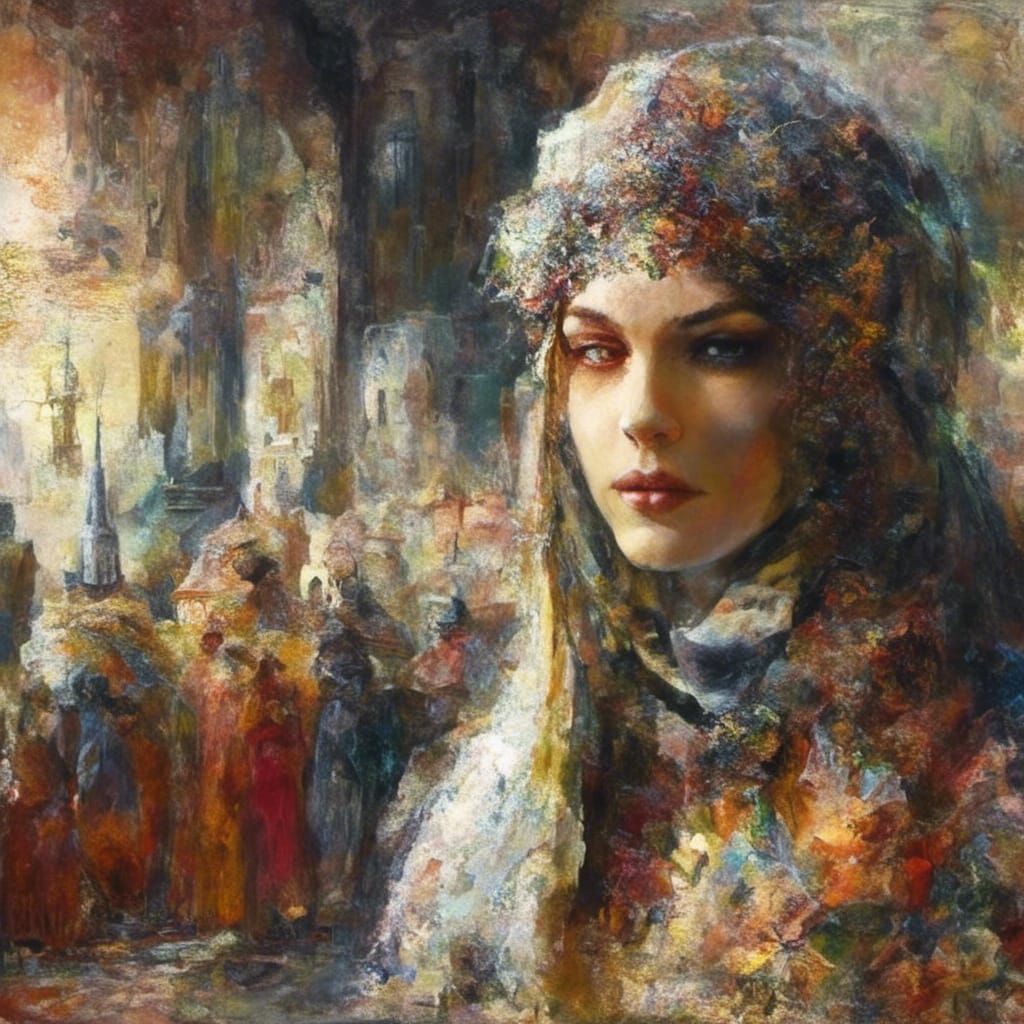 Woman Knight in Old School Anti Color Fume Style