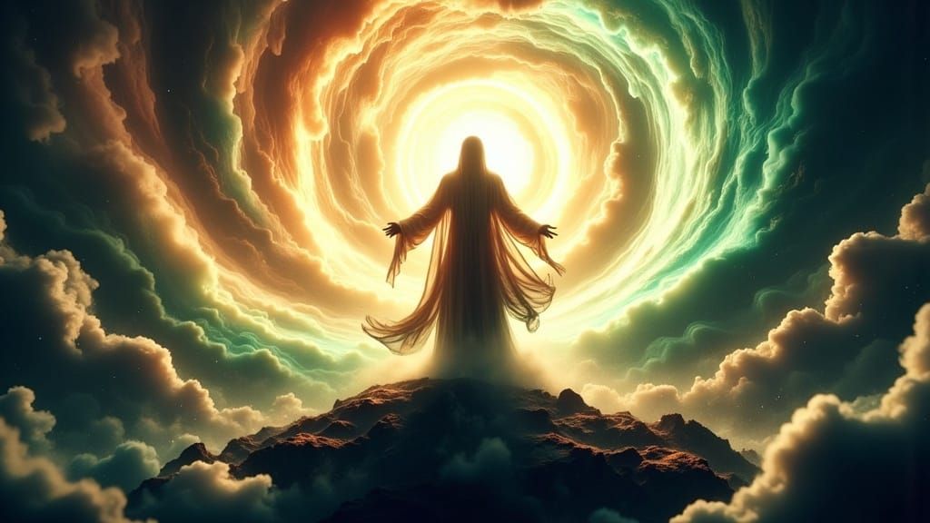 God Creates the Heavens and Earth in Hyper-Realistic Digital...