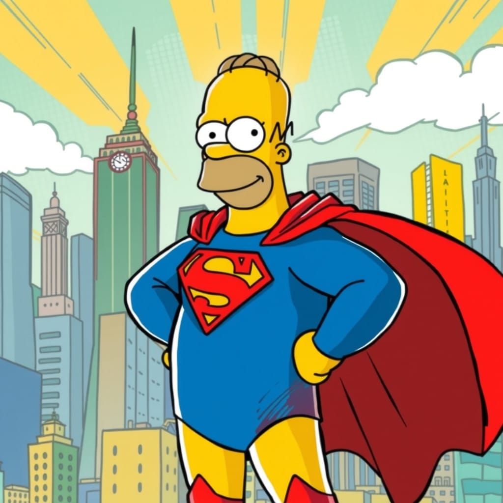 Homer Simpson as Classic DC Comics Superman