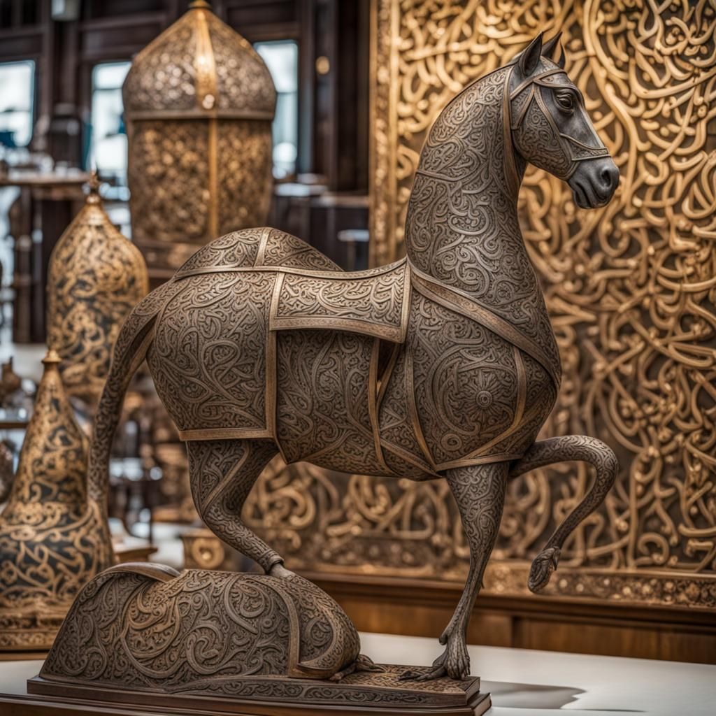 Ornate Metal Sculptures Forming Artistic Design
