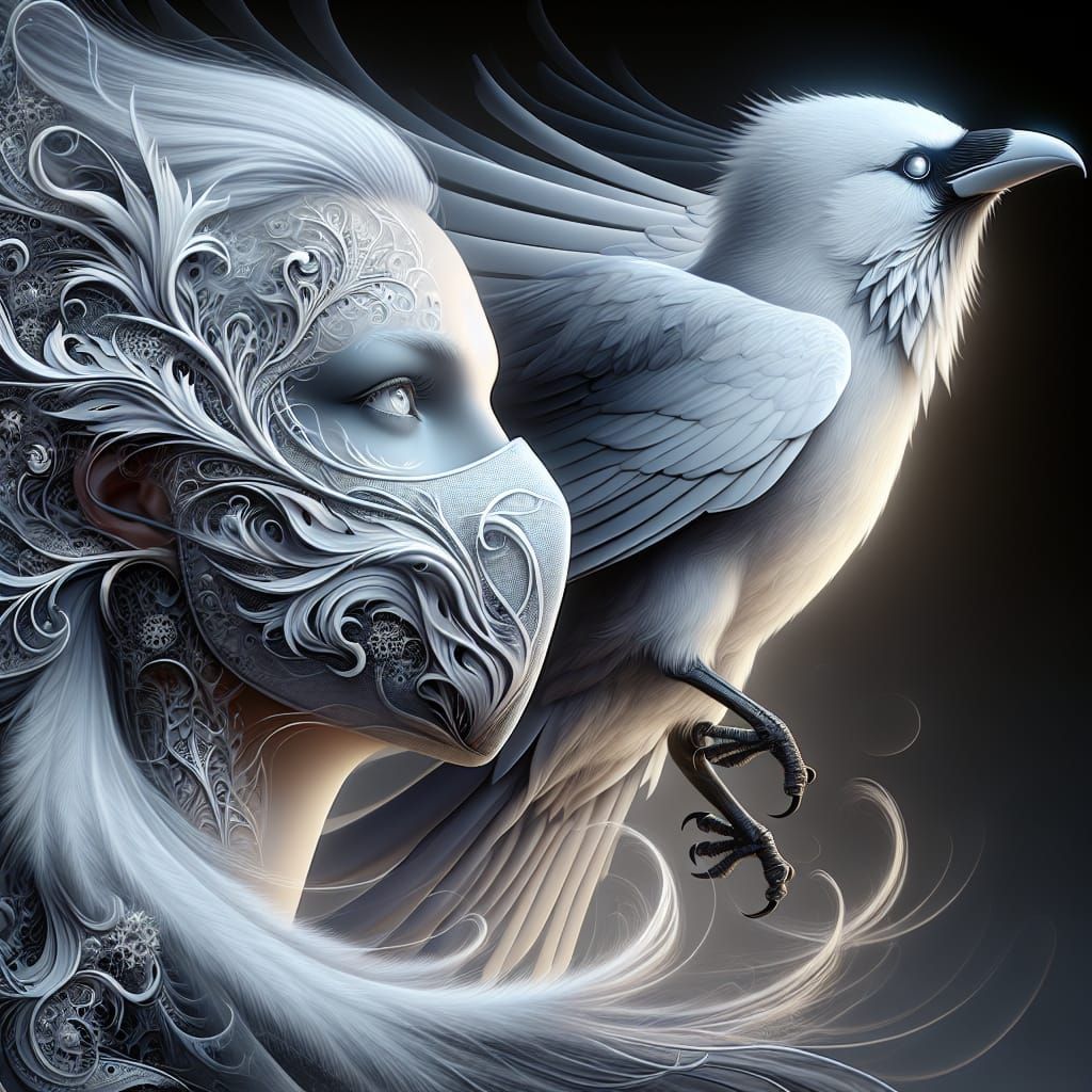 Masked White Raven