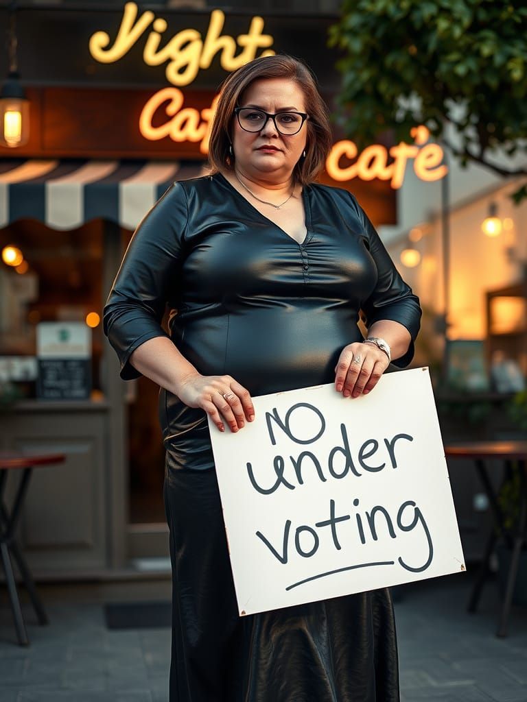Photorealistic Portrait of Woman in Black Leather Dress