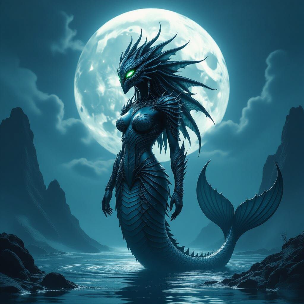 Mythical Demon Kaiju Mermaid Rising