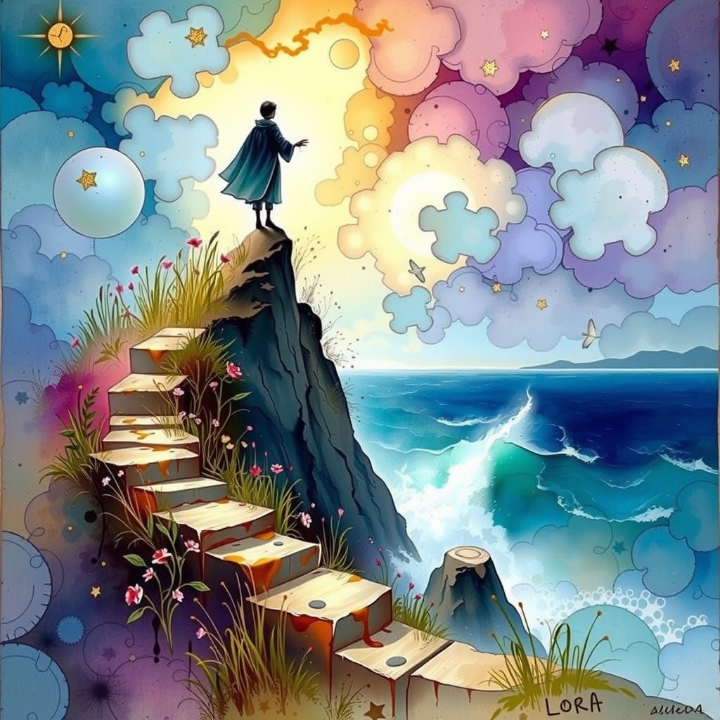 Sorrowful Sunset on the Cliff's Edge