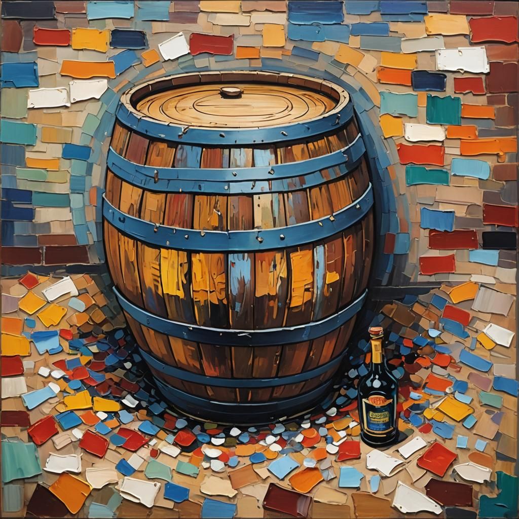 Brandy Barrel in Neo-Impressionist Impasto Style