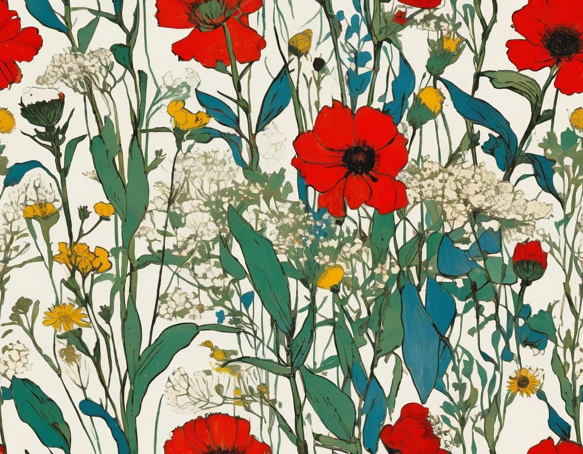 Vibrant Spring Wildflowers in Grunge Aesthetic