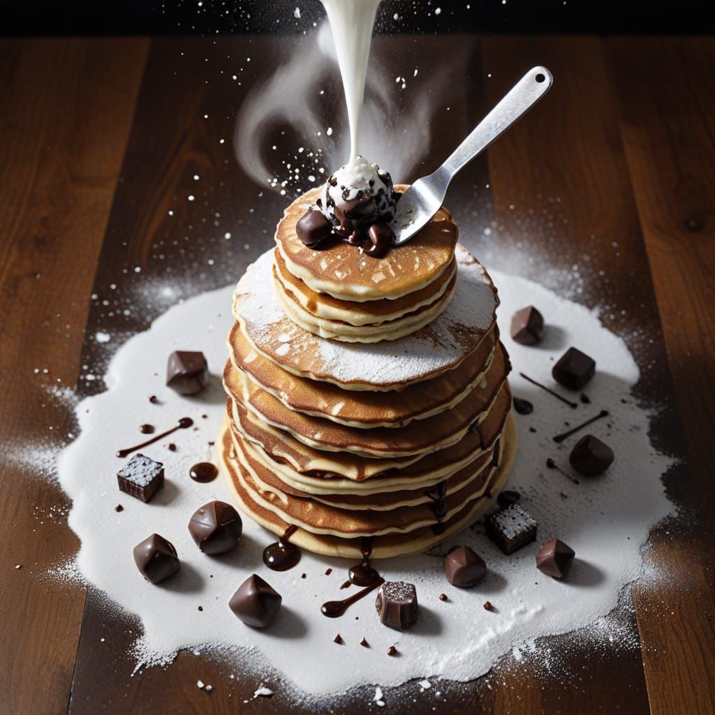 Miniature Cooks' Culinary Battlefield on Marble Countertop