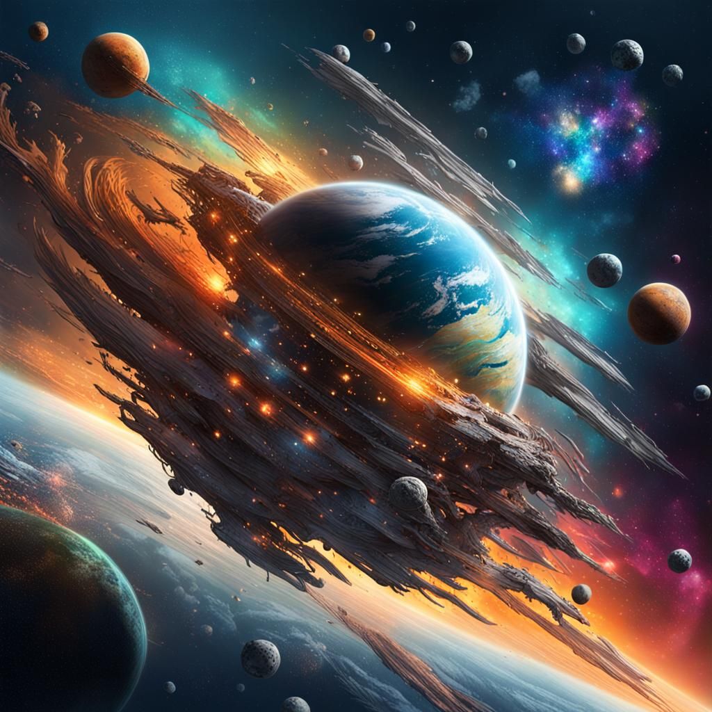 Hyperrealistic Space Concept Art with Dramatic Lighting