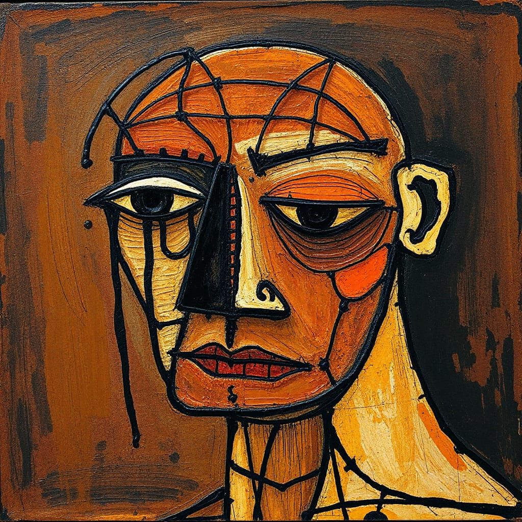 Art Brut Masterpiece with Expressive Lines