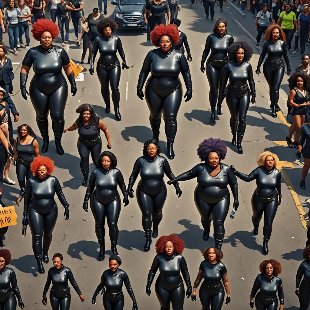 Gynarchy Protest: Detailed Matte Painting in 8K